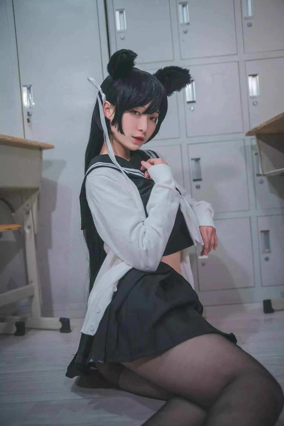 Xgyw.Org_[Cosplay精选]动漫博主铁板烧鬼舞w爱宕系列JK制服+吊带蕾丝袜诱惑写真41P