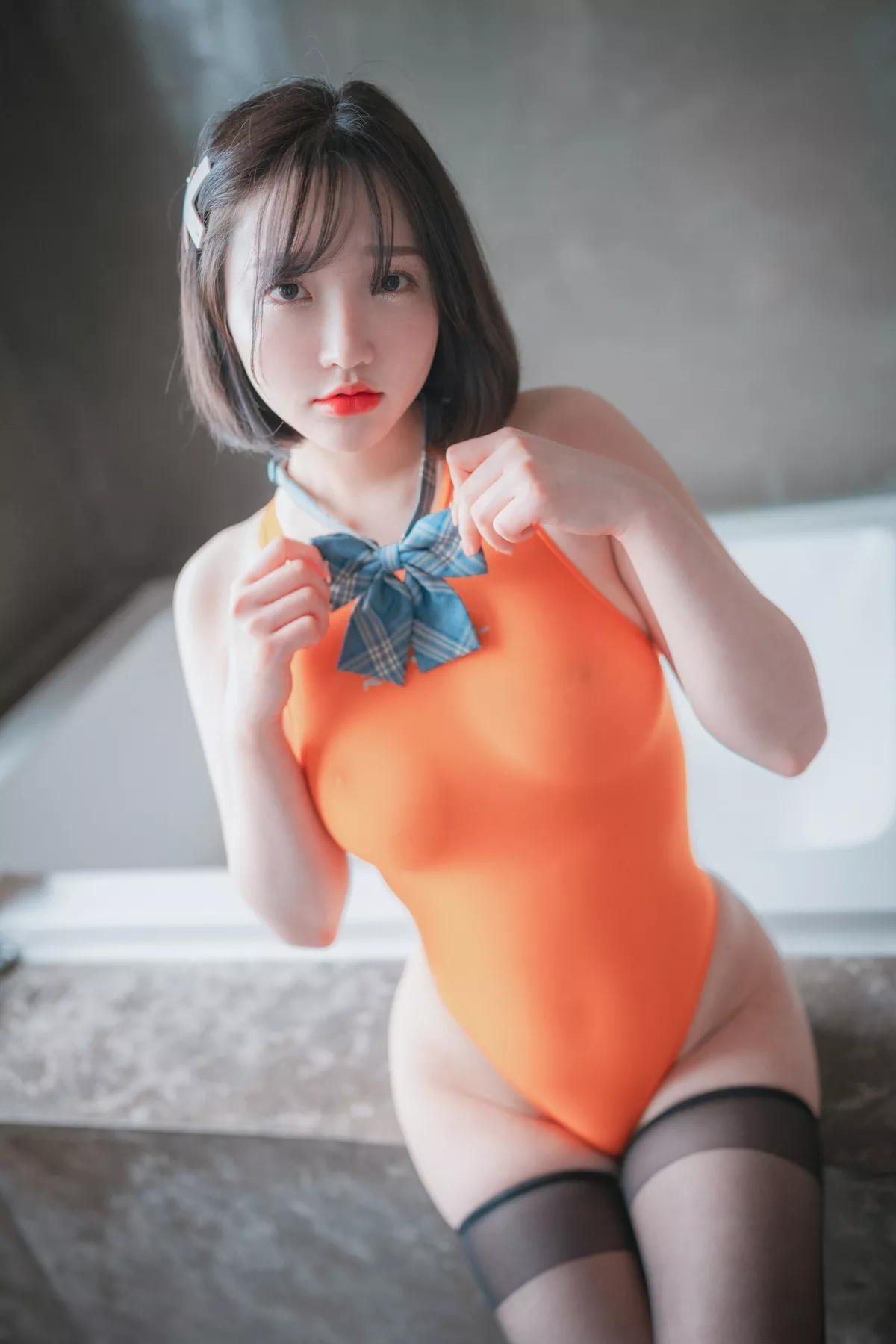 Xgyw.Org_[DJAWA]No.051_模特Yeeun_Swimming Lessons主题私房粉红泳装配黑丝袜诱惑写真155P