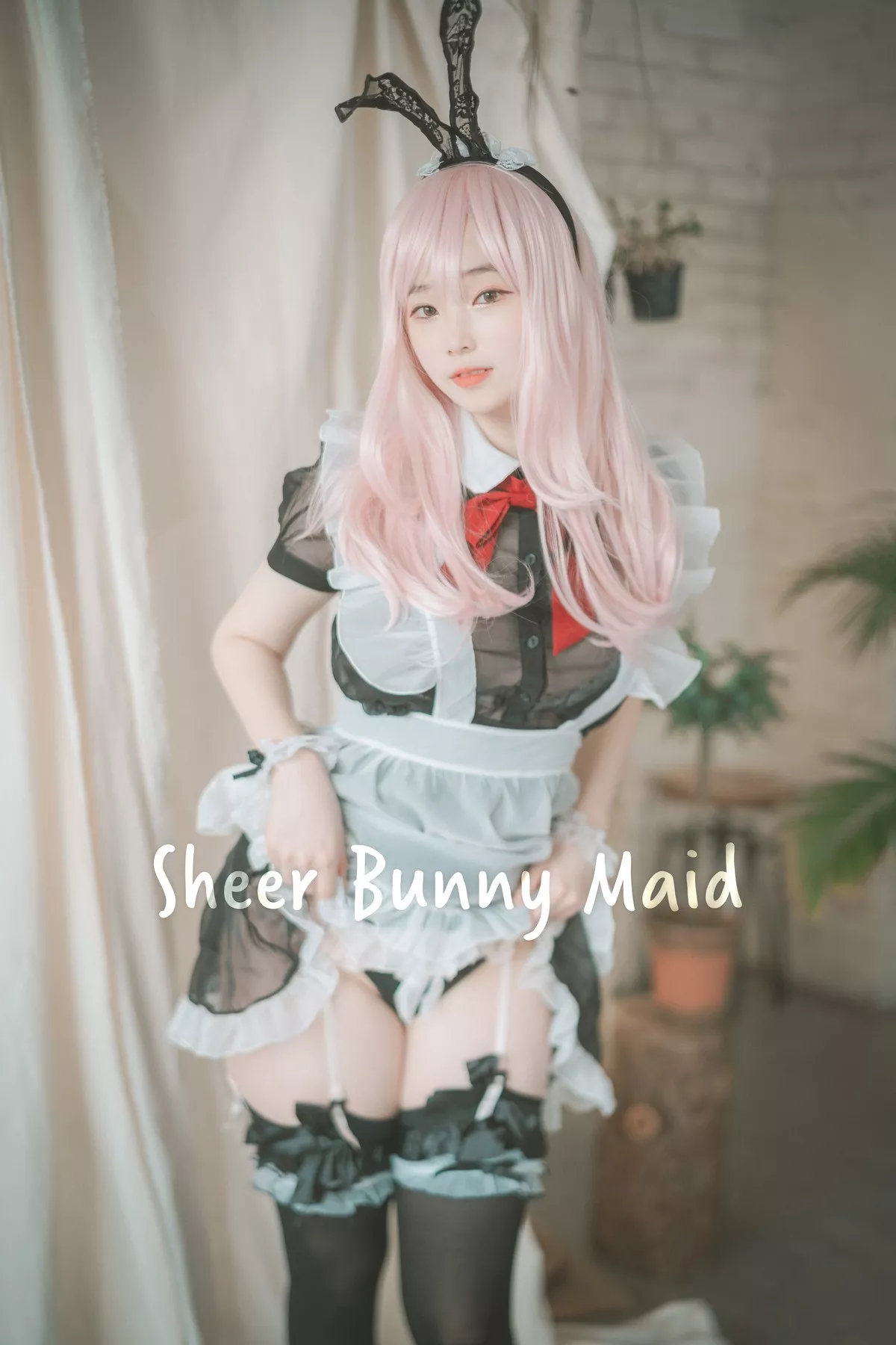 Xgyw.Org_[DJAWA]No.122_模特Bambi_Sheer Bunny Maid主题薄透服饰配黑丝吊袜秀美腿诱惑写真51P