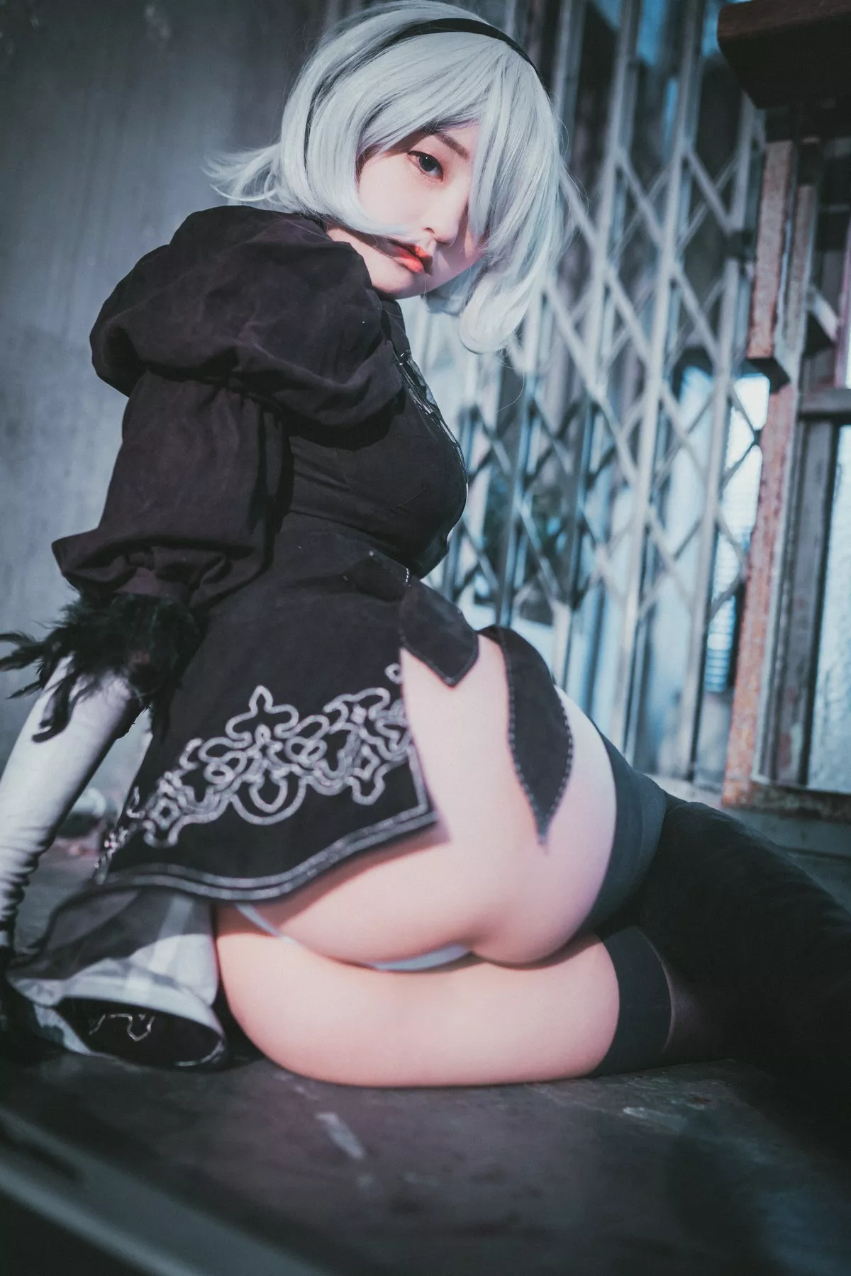 Xgyw.Org_[DJAWA]No.131_模特Jenny_NieR Automata 2B主题黑色服饰露白色内裤秀翘臀诱惑写真47P