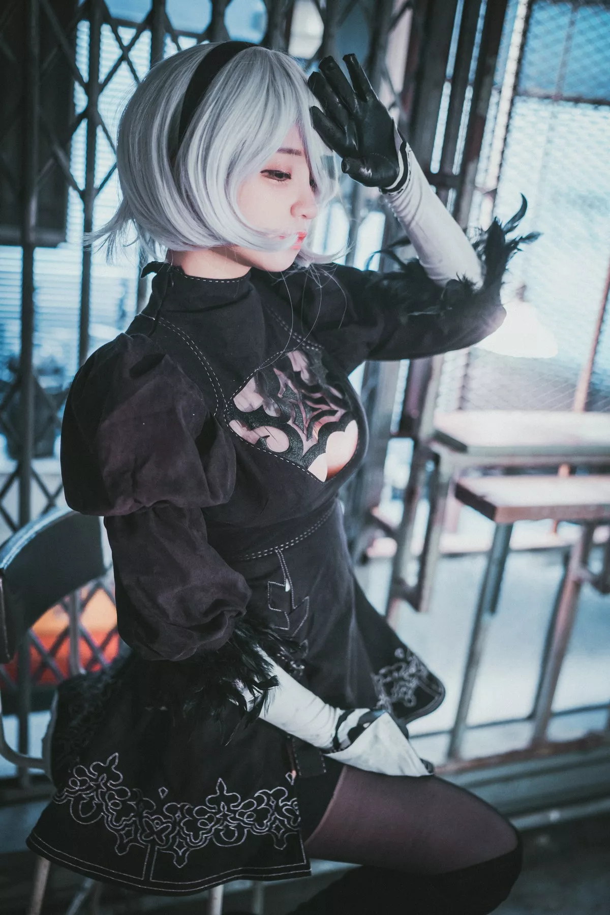 Xgyw.Org_[DJAWA]No.131_模特Jenny_NieR Automata 2B主题黑色服饰露白色内裤秀翘臀诱惑写真47P