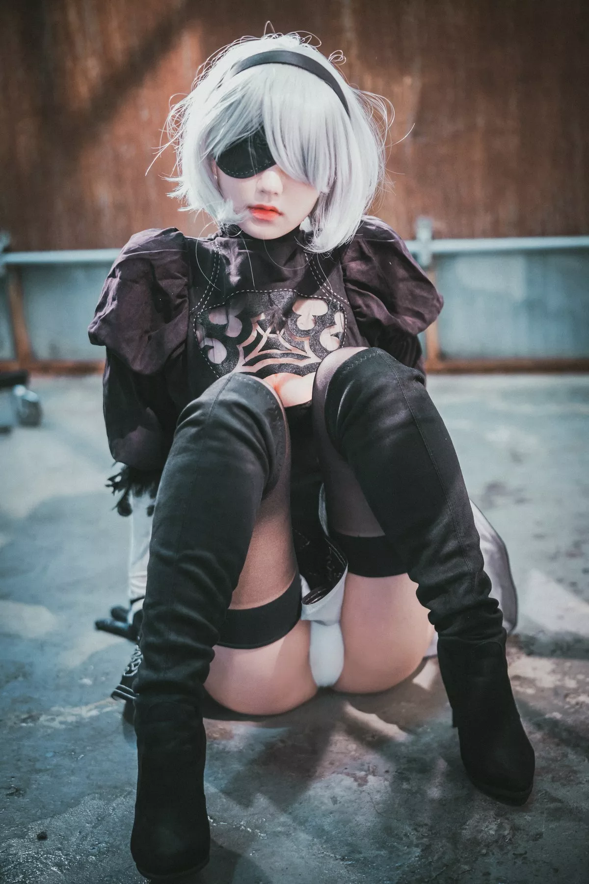 Xgyw.Org_[DJAWA]No.131_模特Jenny_NieR Automata 2B主题黑色服饰露白色内裤秀翘臀诱惑写真47P