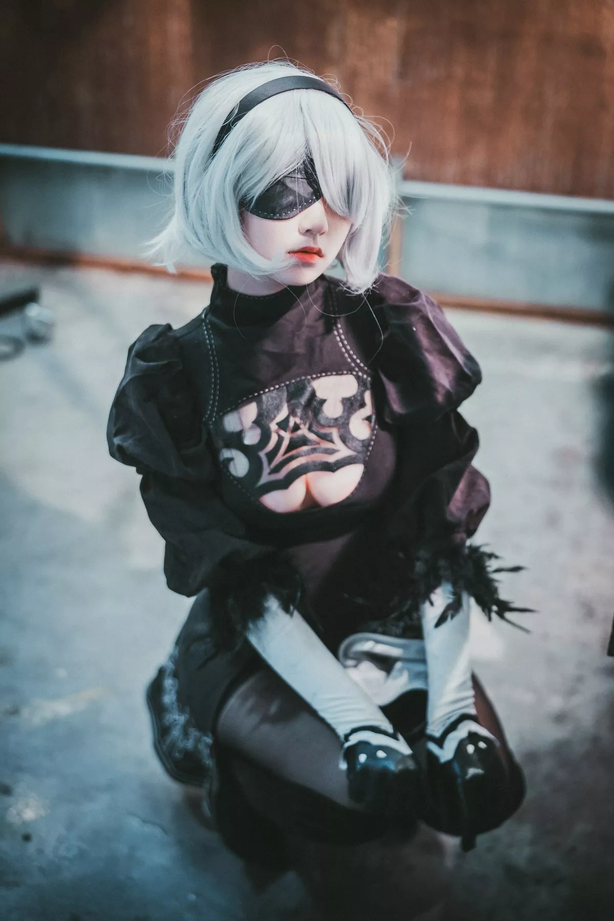 Xgyw.Org_[DJAWA]No.131_模特Jenny_NieR Automata 2B主题黑色服饰露白色内裤秀翘臀诱惑写真47P