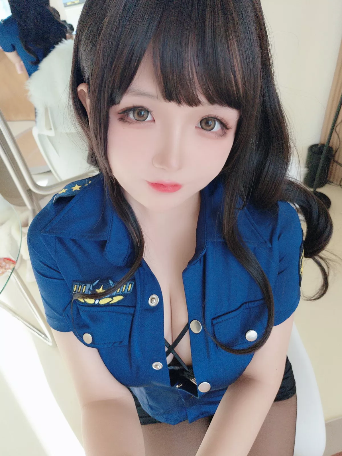 Xgyw.Org_Cosplay美女日奈娇豹纹女警主题蓝上衣配黑短裙半脱露豹纹内衣丰满诱惑写真109P