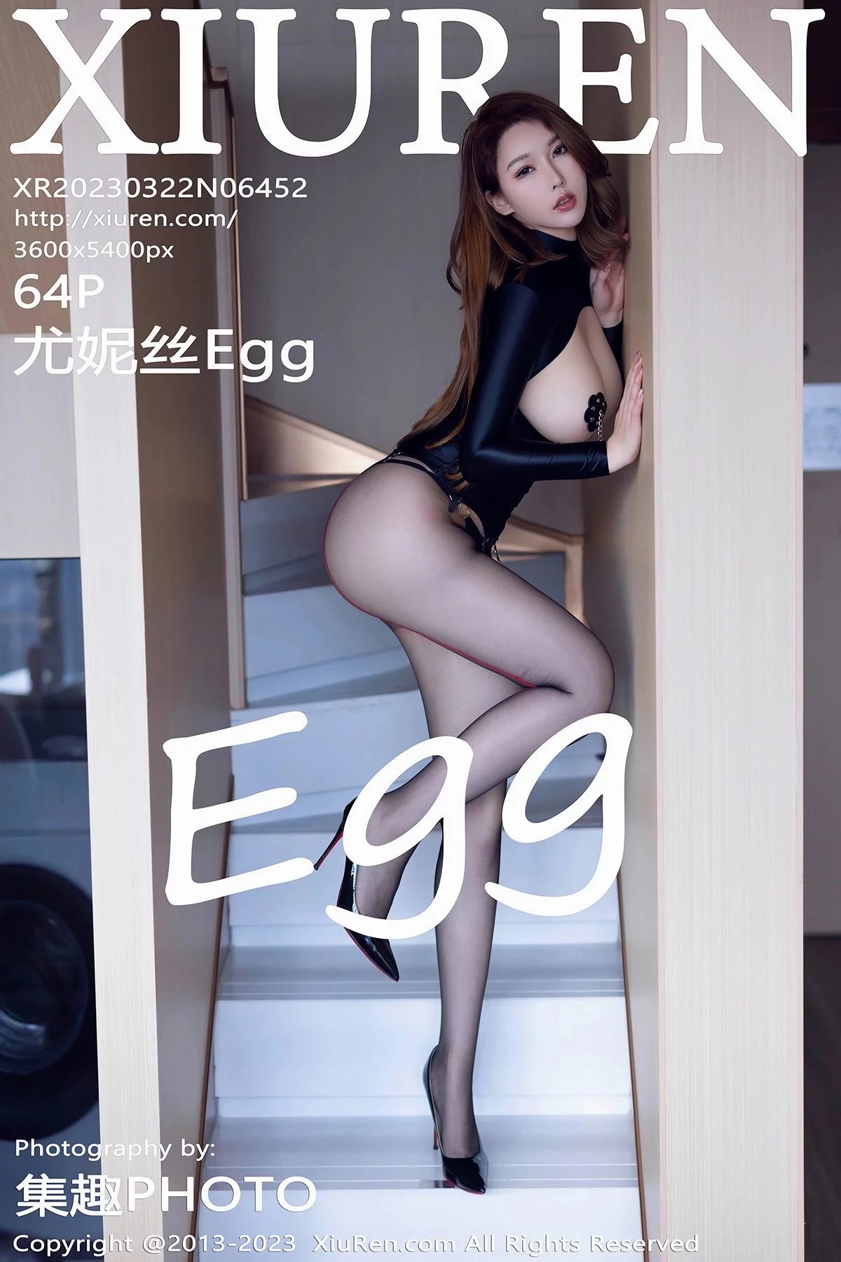 Xgyw.Org_XiuRen第6452期_女神尤妮丝Egg私房性感黑色情趣服饰露豪乳遮点惹火诱惑写真64P