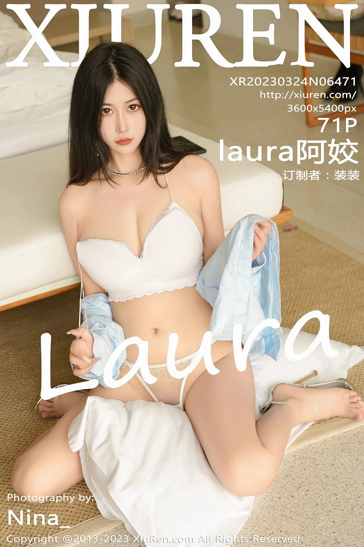 Xgyw.Org_XiuRen第6471期_模特laura阿姣泰国旅拍脱蓝色上衣露白色蕾丝内衣完美诱惑写真71P