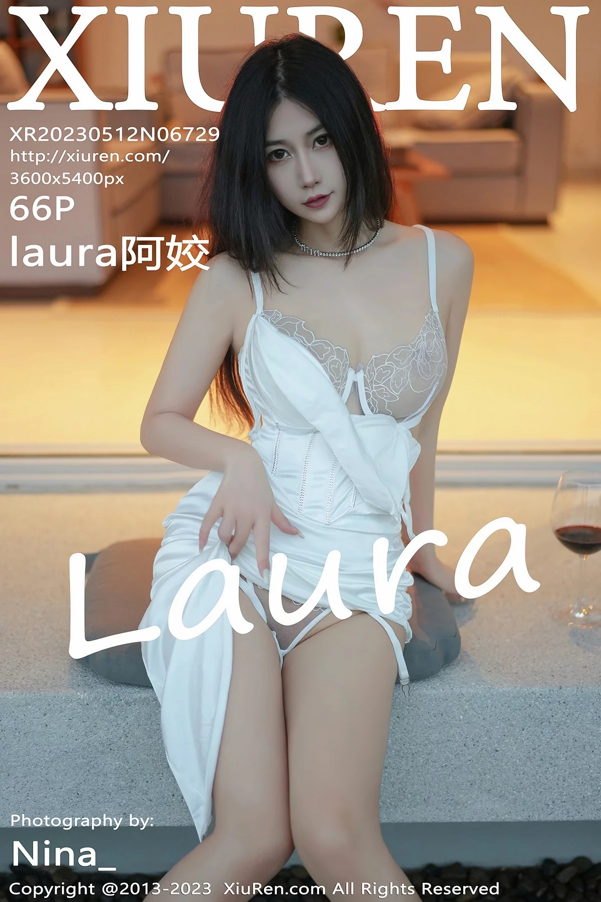 Xgyw.Org_XiuRen第6729期_模特laura阿姣脱白色吊带长裙露浅色轻透蕾丝内衣完美诱惑写真66P