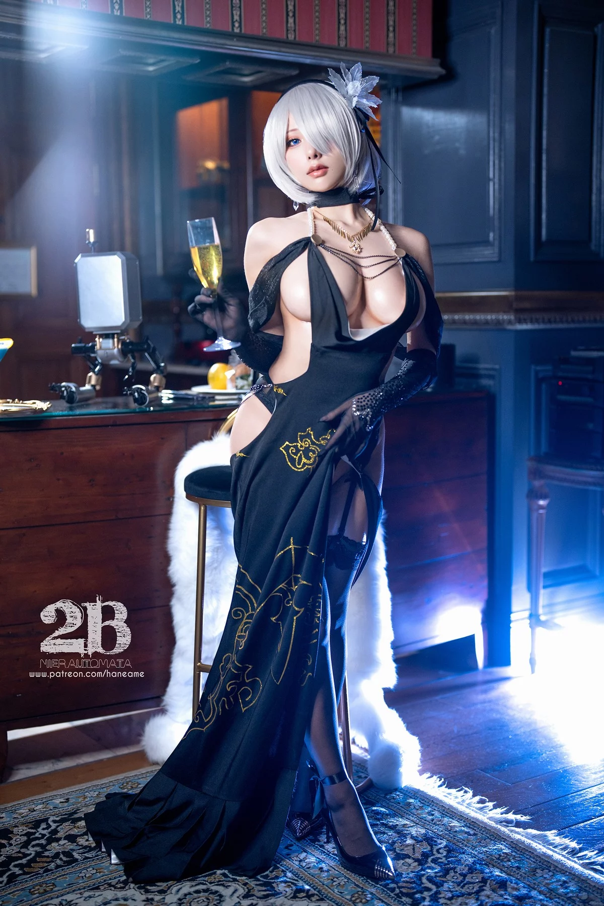 Xgyw.Org_Coser美女雨波_HaneAme-Nier 2B Gown主题黑色服饰配黑丝吊袜完美诱惑写真30P