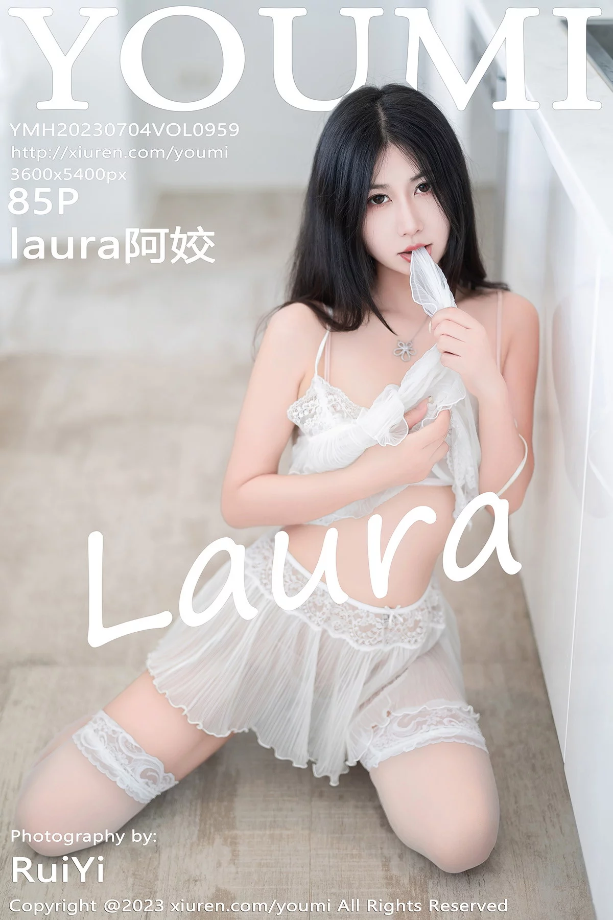 Xgyw.Org_[YouMi尤蜜荟]Vol.959_模特laura阿姣性感白色轻透网纱套装露白色蕾丝内衣完美诱惑写真85P