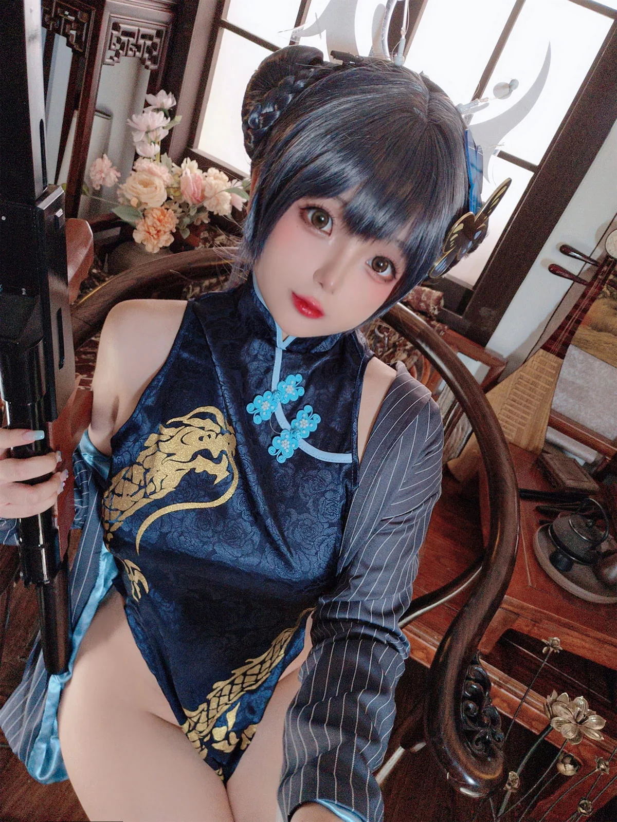 Xgyw.Org_Cosplay美女日奈娇碧蓝档案妃咲主题脱性感旗袍露黑色三点式内衣完美诱惑写真92P