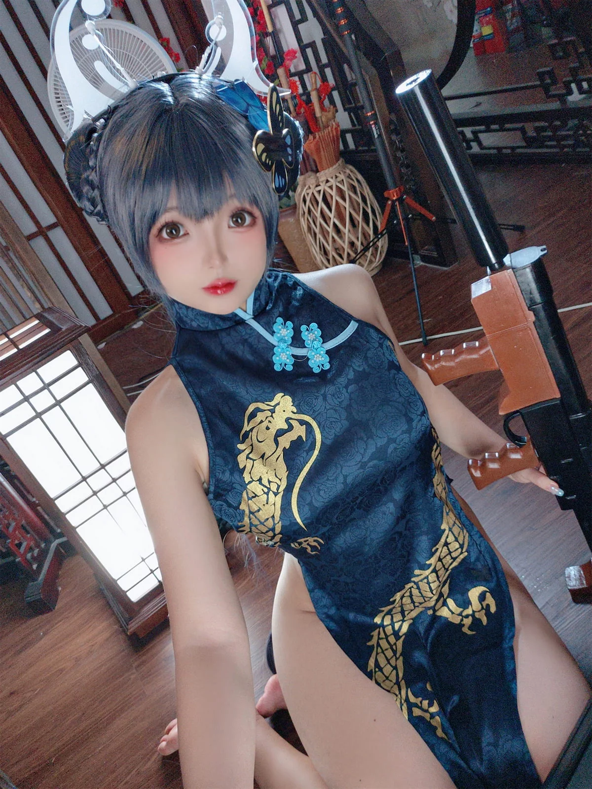 Xgyw.Org_Cosplay美女日奈娇碧蓝档案妃咲主题脱性感旗袍露黑色三点式内衣完美诱惑写真92P