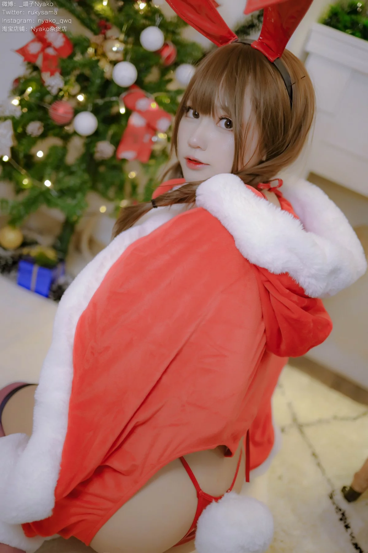 Xgyw.Org_网络美女Nyako喵子Christmas Bunny主题兔女郎装扮红色皮质内衣秀豪乳诱惑写真154P