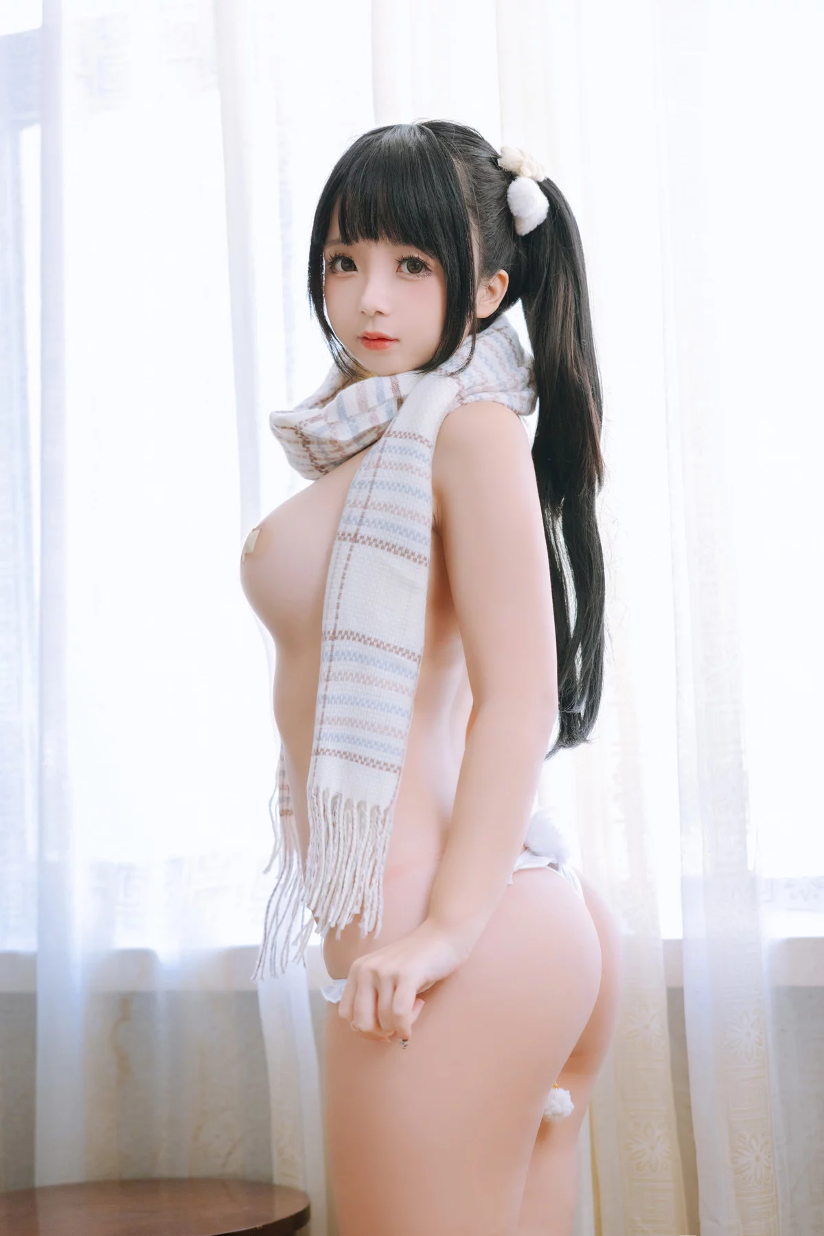 Xgyw.Org_Cosplay美女日奈娇雪地少女主题户外雪地脱白色针织服饰露豪乳遮点诱惑写真108P