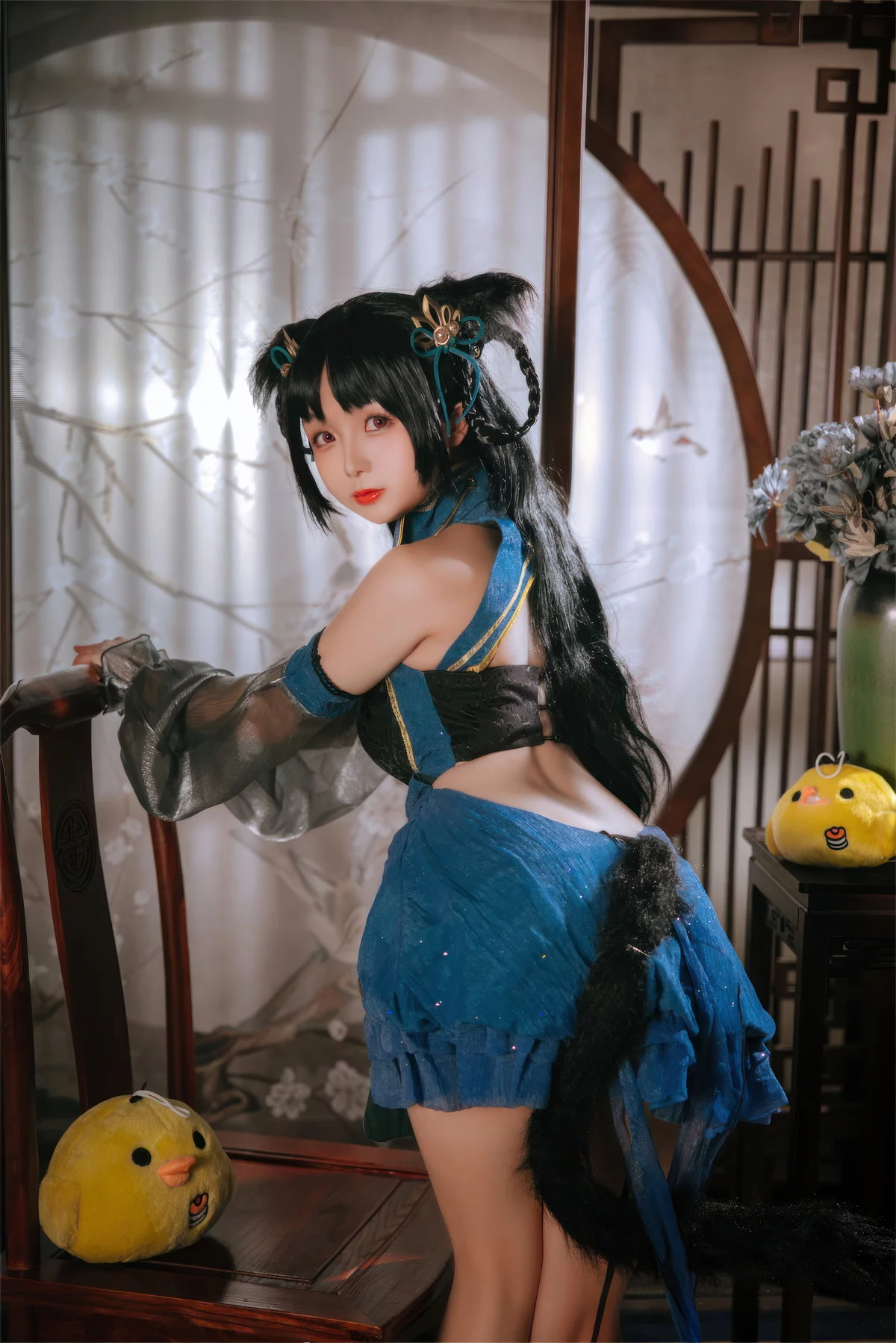 Xgyw.Org_Cosplay美女日奈娇大潮旗袍主题性感墨绿开胸旗袍露黑色蕾丝内衣完美诱惑写真25P