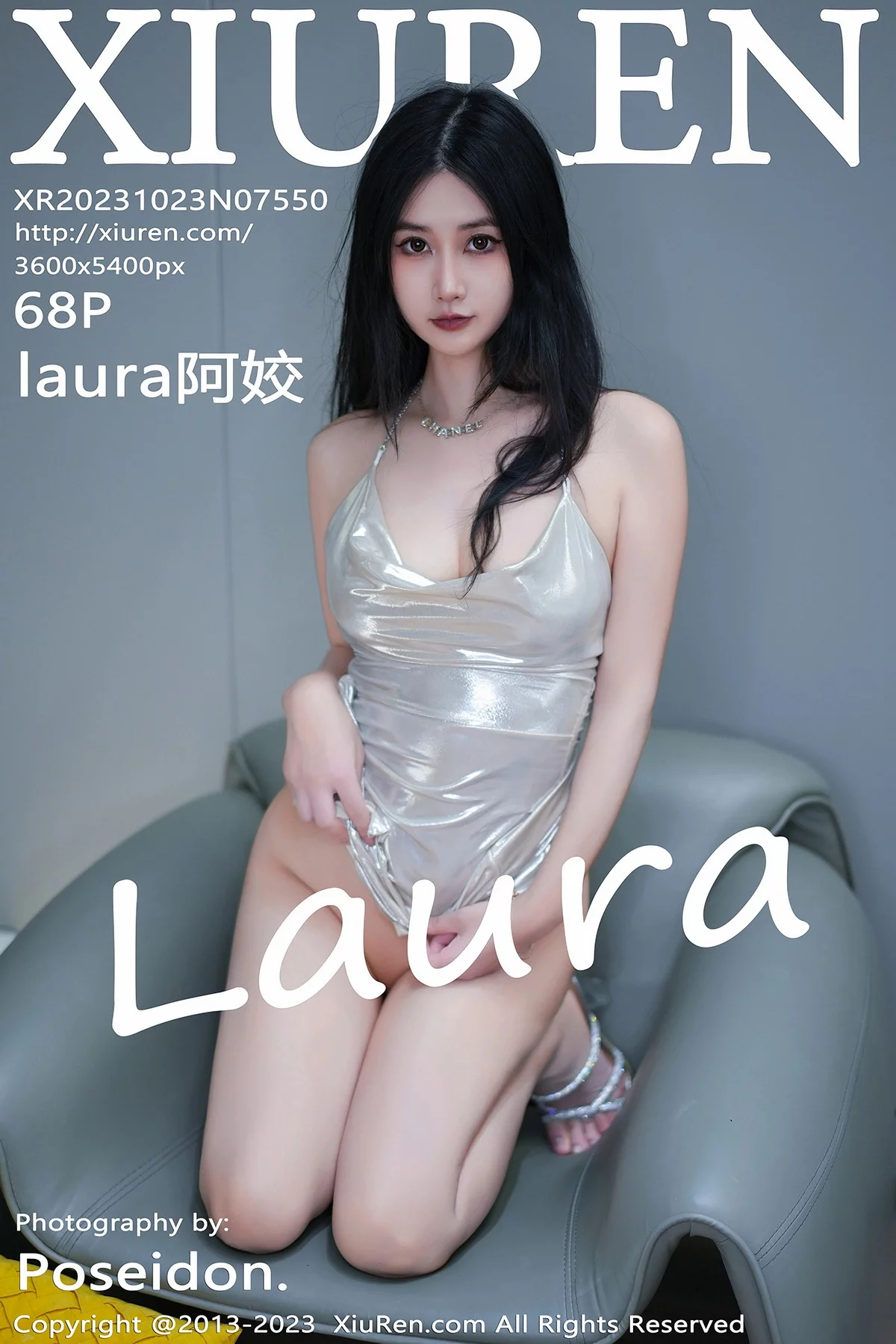 Xgyw.Org_XiuRen第7550期_模特laura阿姣性感银白吊带短裙配银色高跟秀曼妙身姿诱惑写真68P