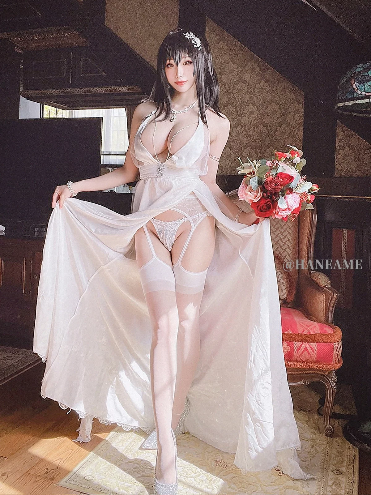 Xgyw.Org_Coser美女雨波_HaneAme-Taihou Wedding主题白色薄透婚纱配白丝吊袜诱惑写真39P