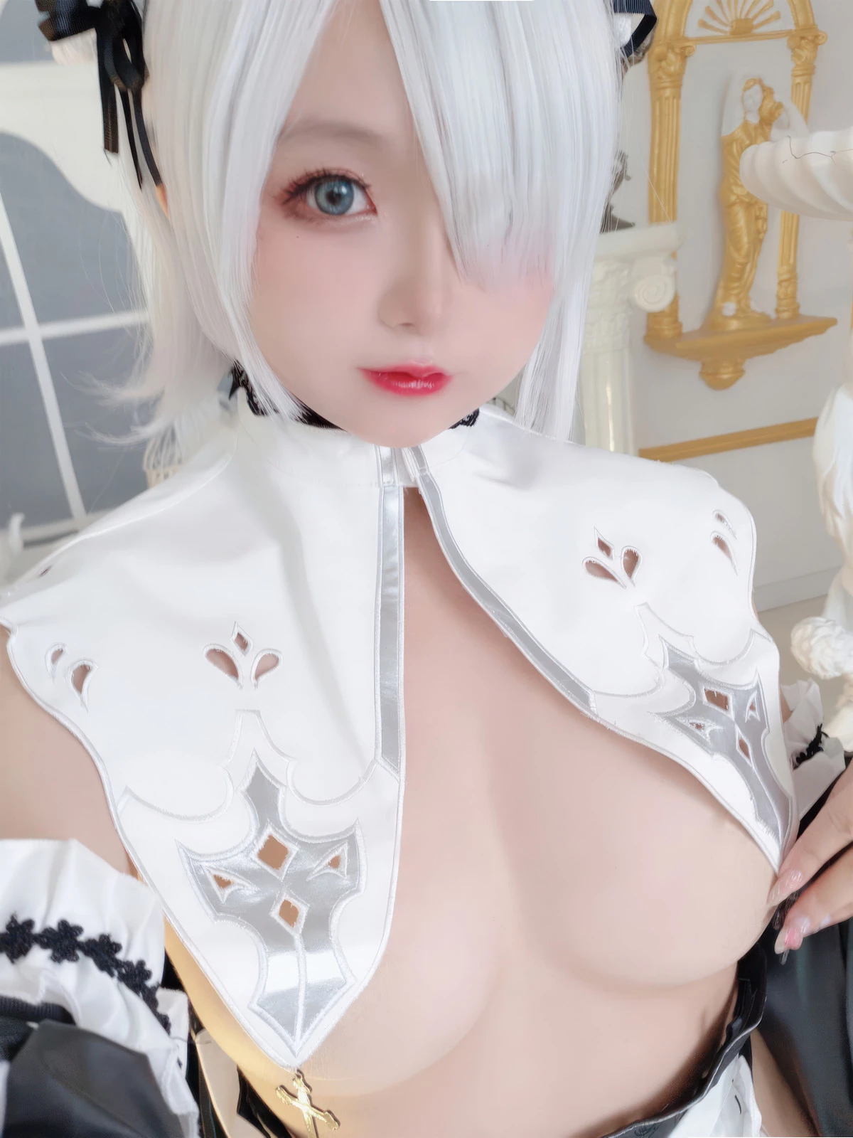 Xgyw.Org_Cosplay美女日奈娇2B奶盖女仆主题性感黑白情趣女仆装配白色腿袜秀完美身材诱惑写真86P