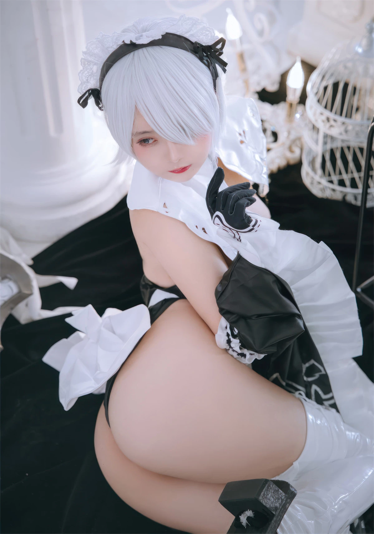 Xgyw.Org_Cosplay美女日奈娇2B奶盖女仆主题性感黑白情趣女仆装配白色腿袜秀完美身材诱惑写真86P