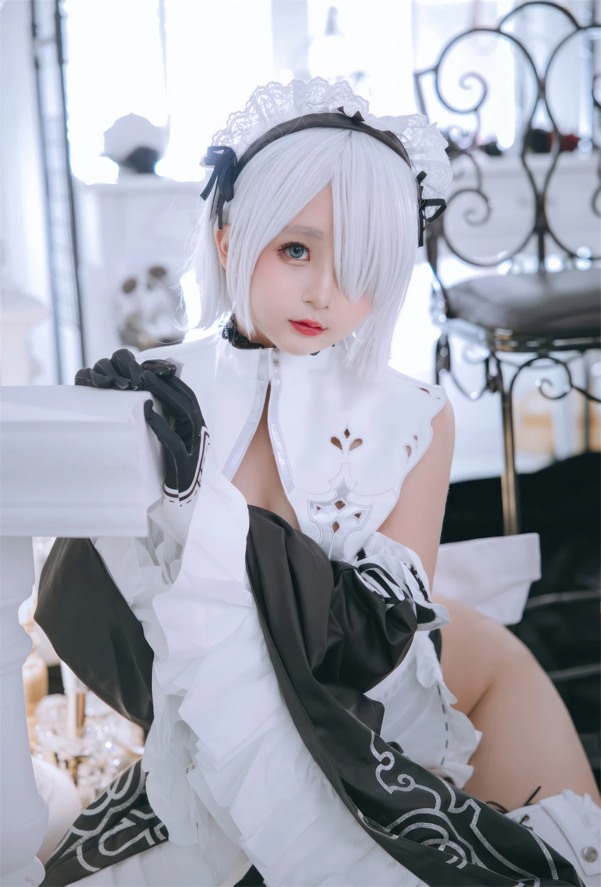 Xgyw.Org_Cosplay美女日奈娇2B奶盖女仆主题性感黑白情趣女仆装配白色腿袜秀完美身材诱惑写真86P