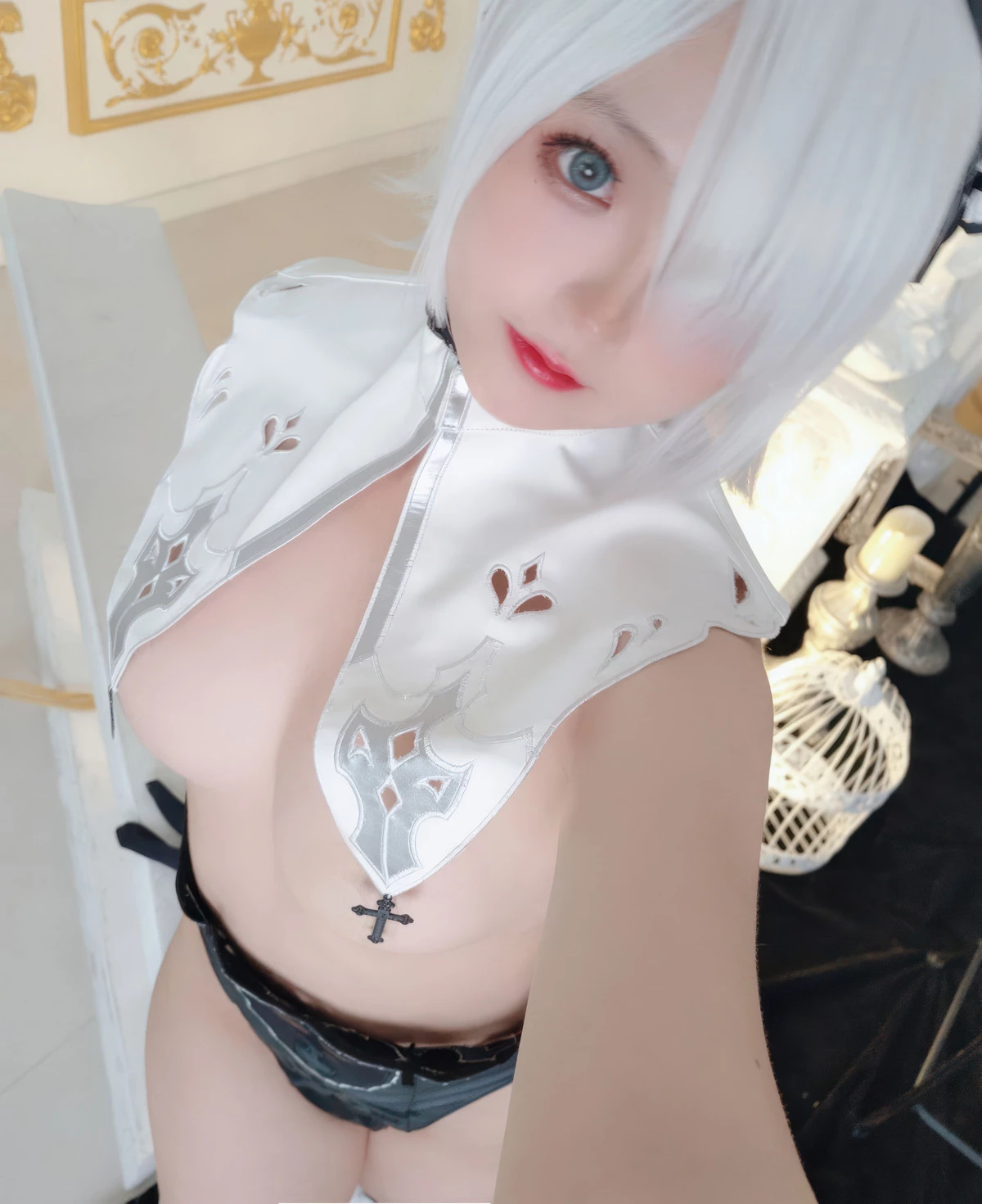 Xgyw.Org_Cosplay美女日奈娇2B奶盖女仆主题性感黑白情趣女仆装配白色腿袜秀完美身材诱惑写真86P