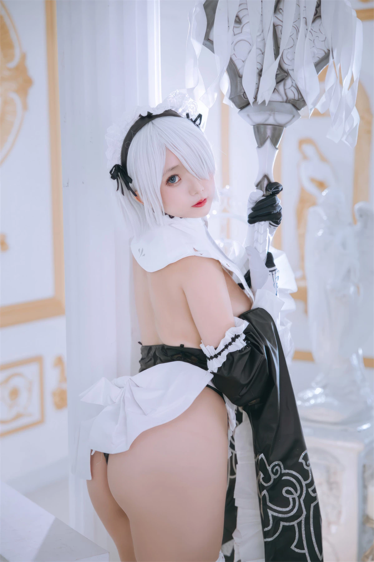 Xgyw.Org_Cosplay美女日奈娇2B奶盖女仆主题性感黑白情趣女仆装配白色腿袜秀完美身材诱惑写真86P