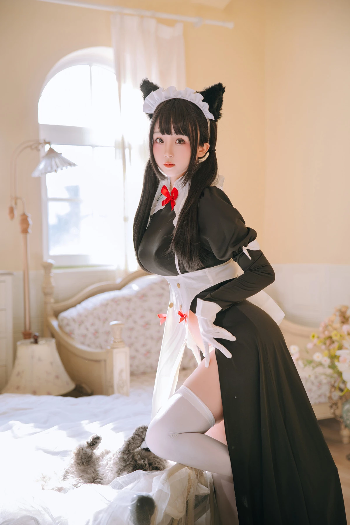 Xgyw.Org_Cosplay美女日奈娇猫娘女仆主题性感黑白两套女仆长裙配白丝袜秀丰满身材诱惑写真60P