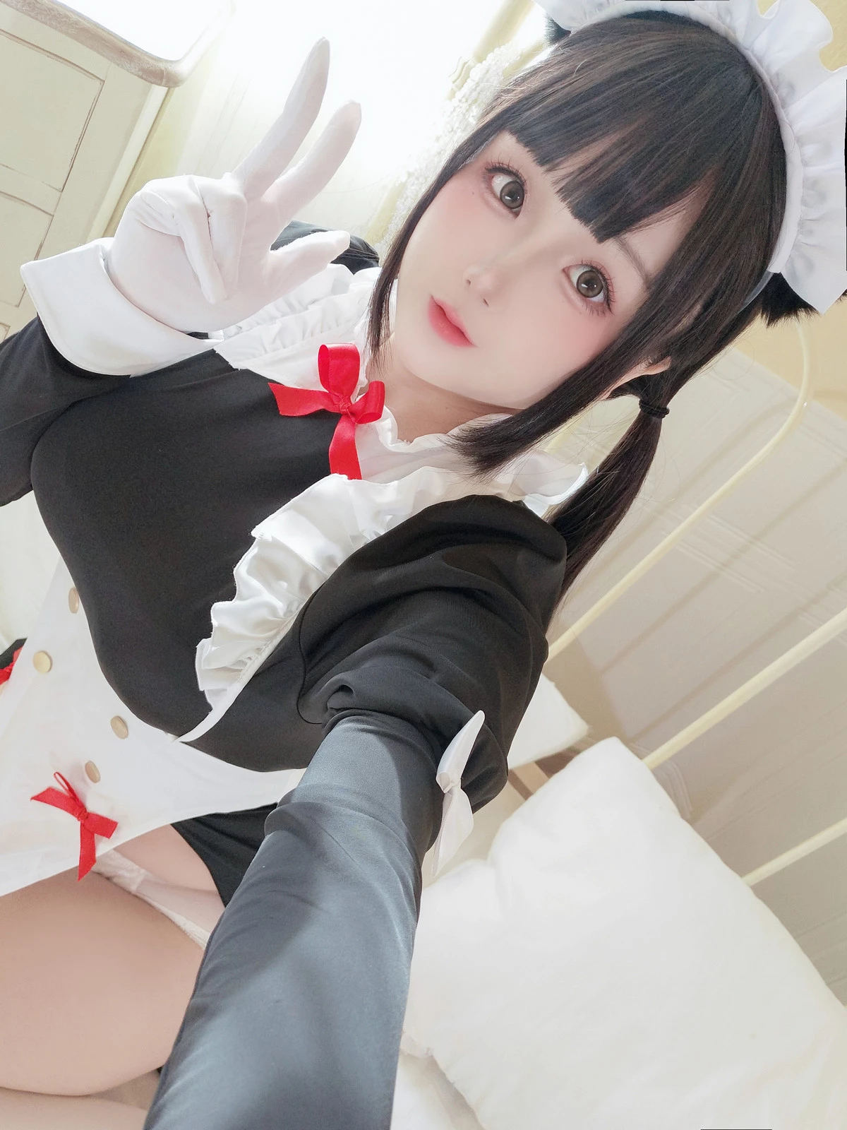 Xgyw.Org_Cosplay美女日奈娇猫娘女仆主题性感黑白两套女仆长裙配白丝袜秀丰满身材诱惑写真60P