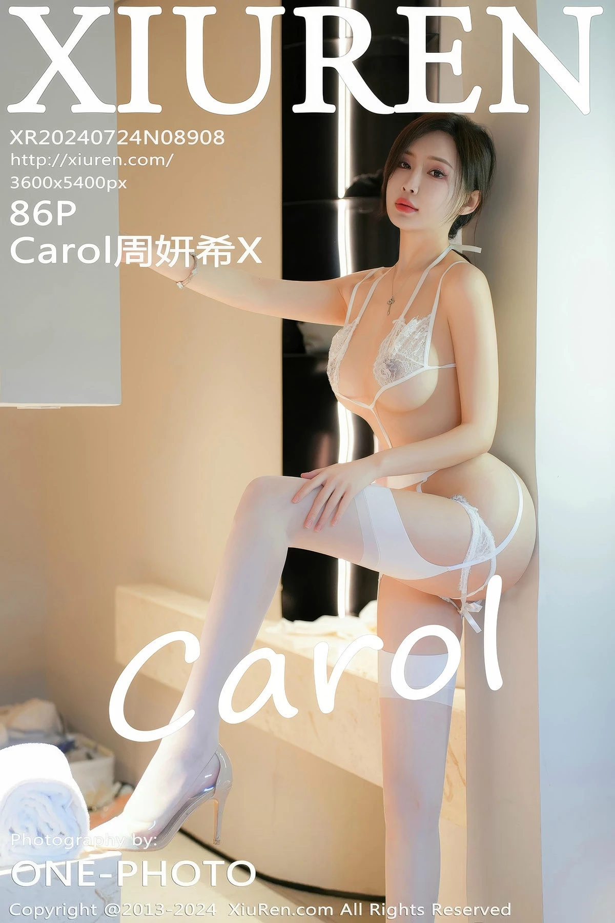 Xgyw.Org_XiuRen第8908期_女神Carol周妍希性感白色情趣内衣配白丝吊袜秀惹火身材诱惑写真86P